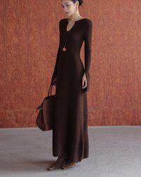 A-line long knit dress