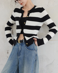 Stripe cardigan tops