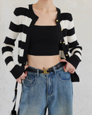 Stripe cardigan tops