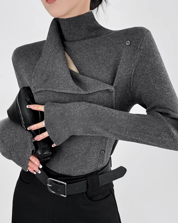 Half turtleneck knit tops