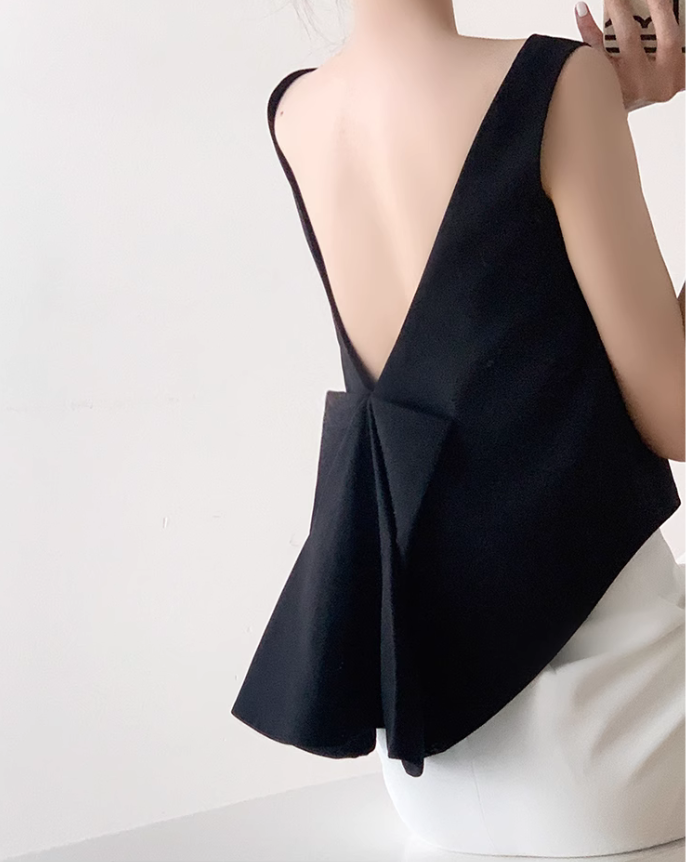 Back ribbon tops (Black)