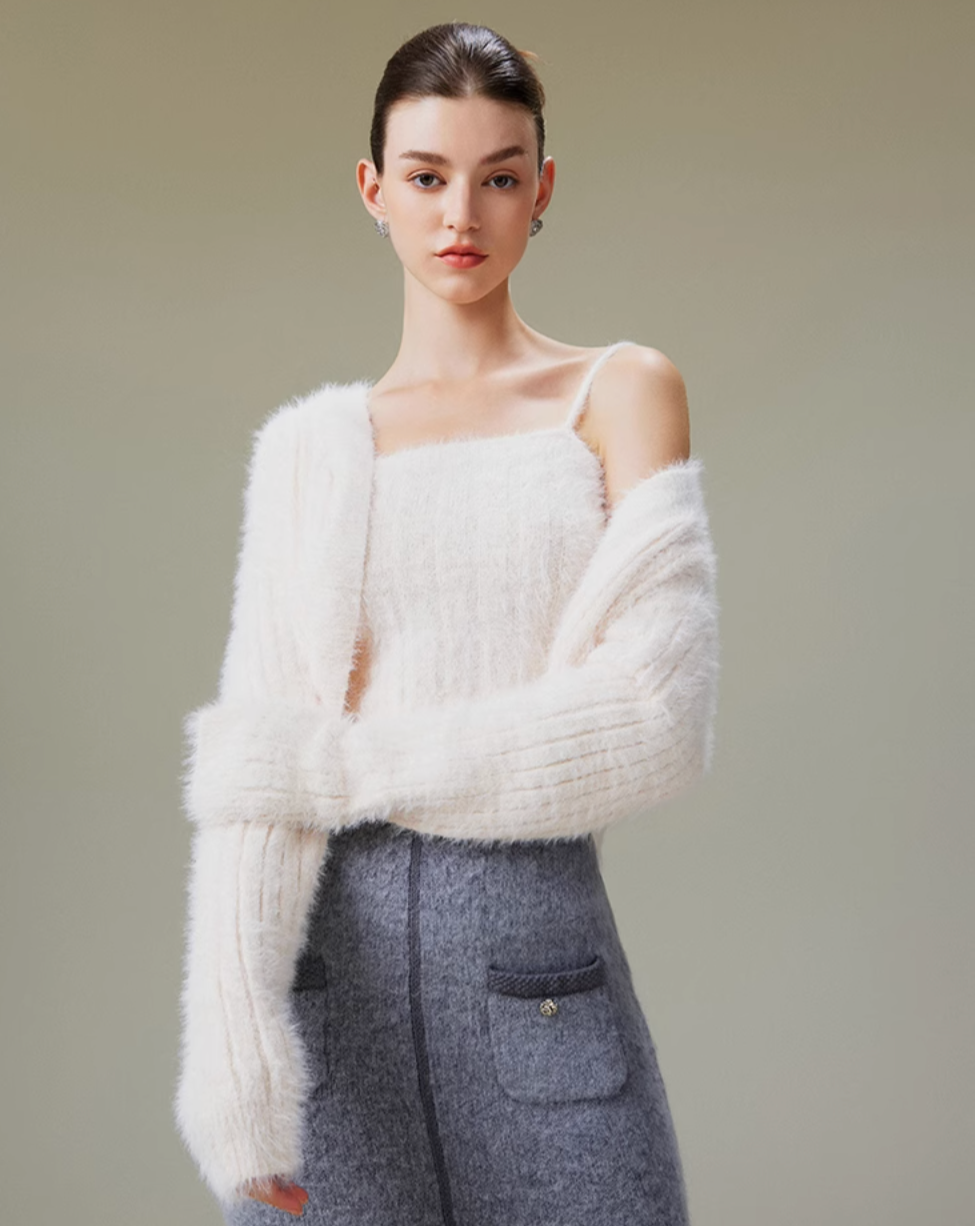 20%OFF】Feather yarn knit tops & cardigan – LUXENT