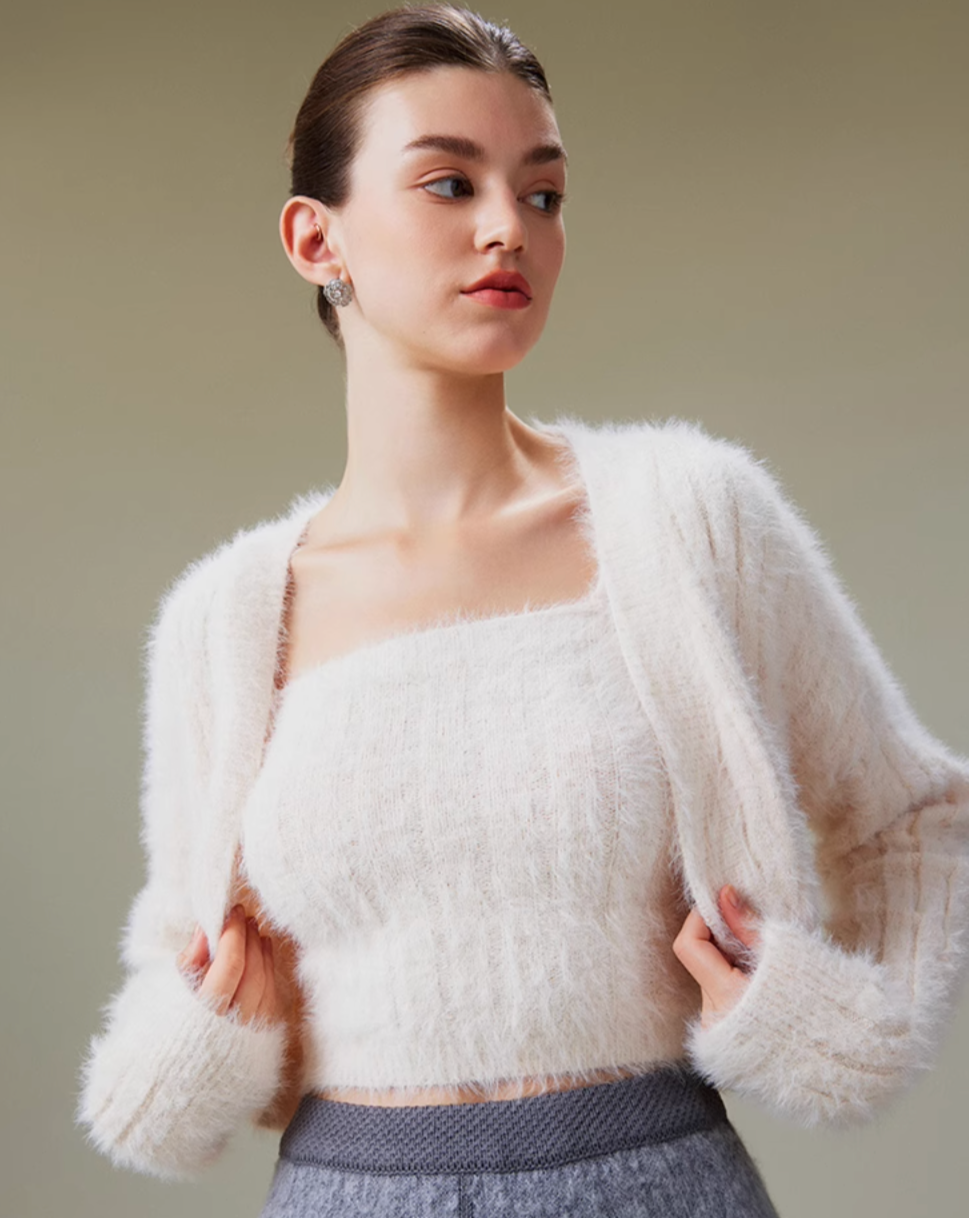 【20%OFF】Feather yarn knit tops & cardigan