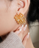 Crosshatch stone earrings & necklace