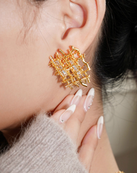 Crosshatch stone earrings & necklace