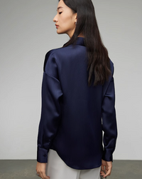 Dark blue satin tops