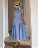 Sleeveless blue shirts dress