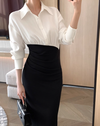 Waist asymmetry shirts dress