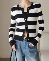 Stripe cardigan tops