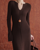 A-line long knit dress