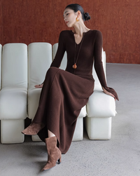 A-line long knit dress