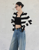 Stripe cardigan tops