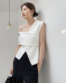 【 RINA着用 】One-shoulder french tops (White)