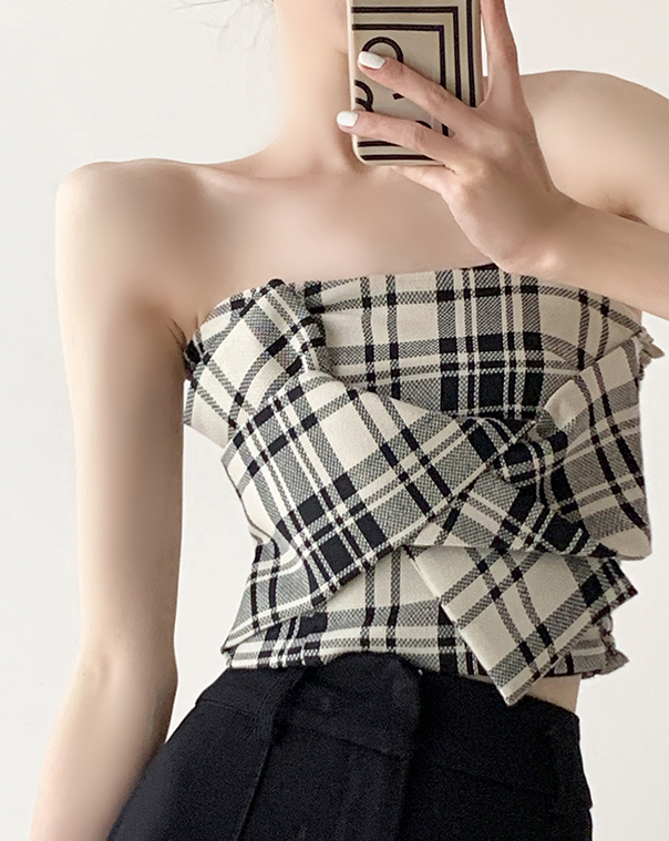 Gingham check tube top