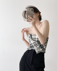 Gingham check tube top