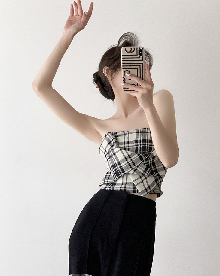 Gingham check tube top