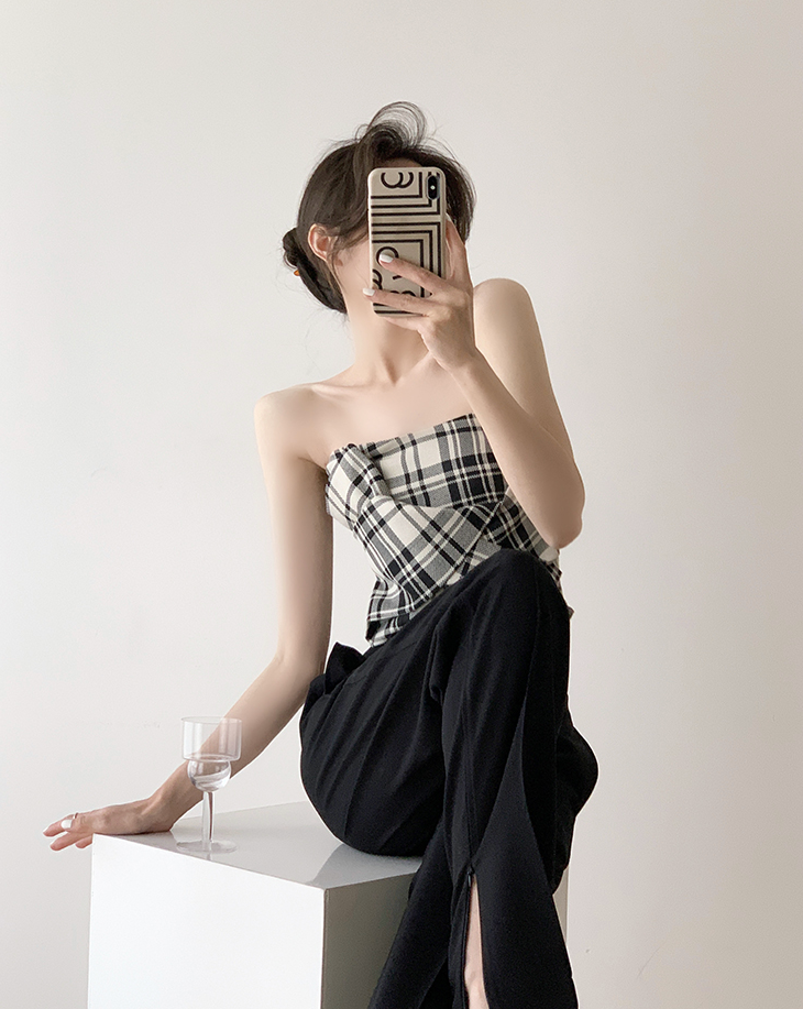 Gingham check tube top