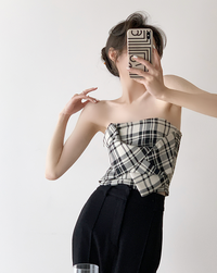 Gingham check tube top