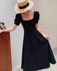 Puff sleeve black dress