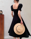 Puff sleeve black dress