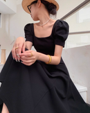 Puff sleeve black dress