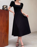 Puff sleeve black dress