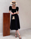 Puff sleeve black dress